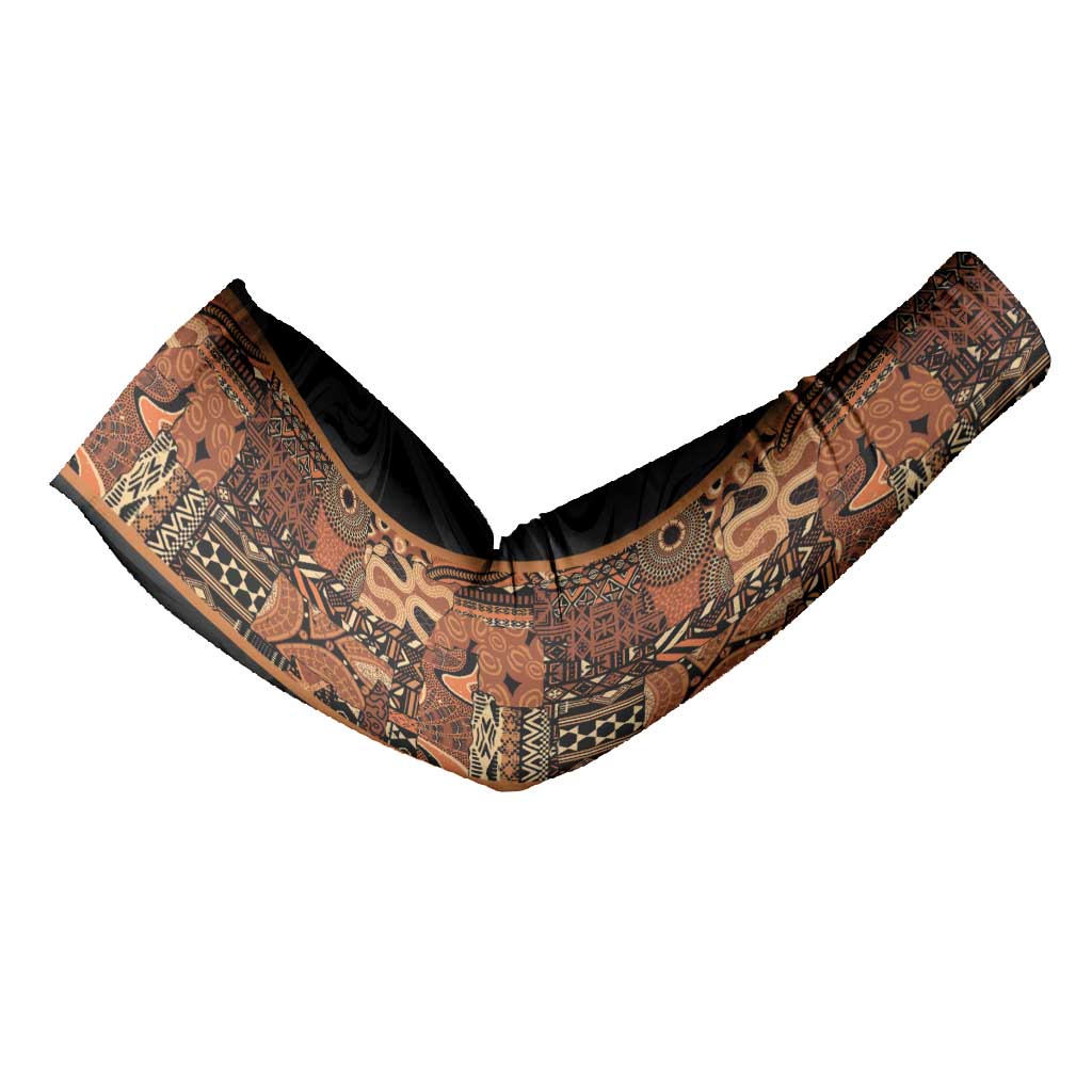 African Tribal Heritage Arm Sleeves Earth Tone Pattern