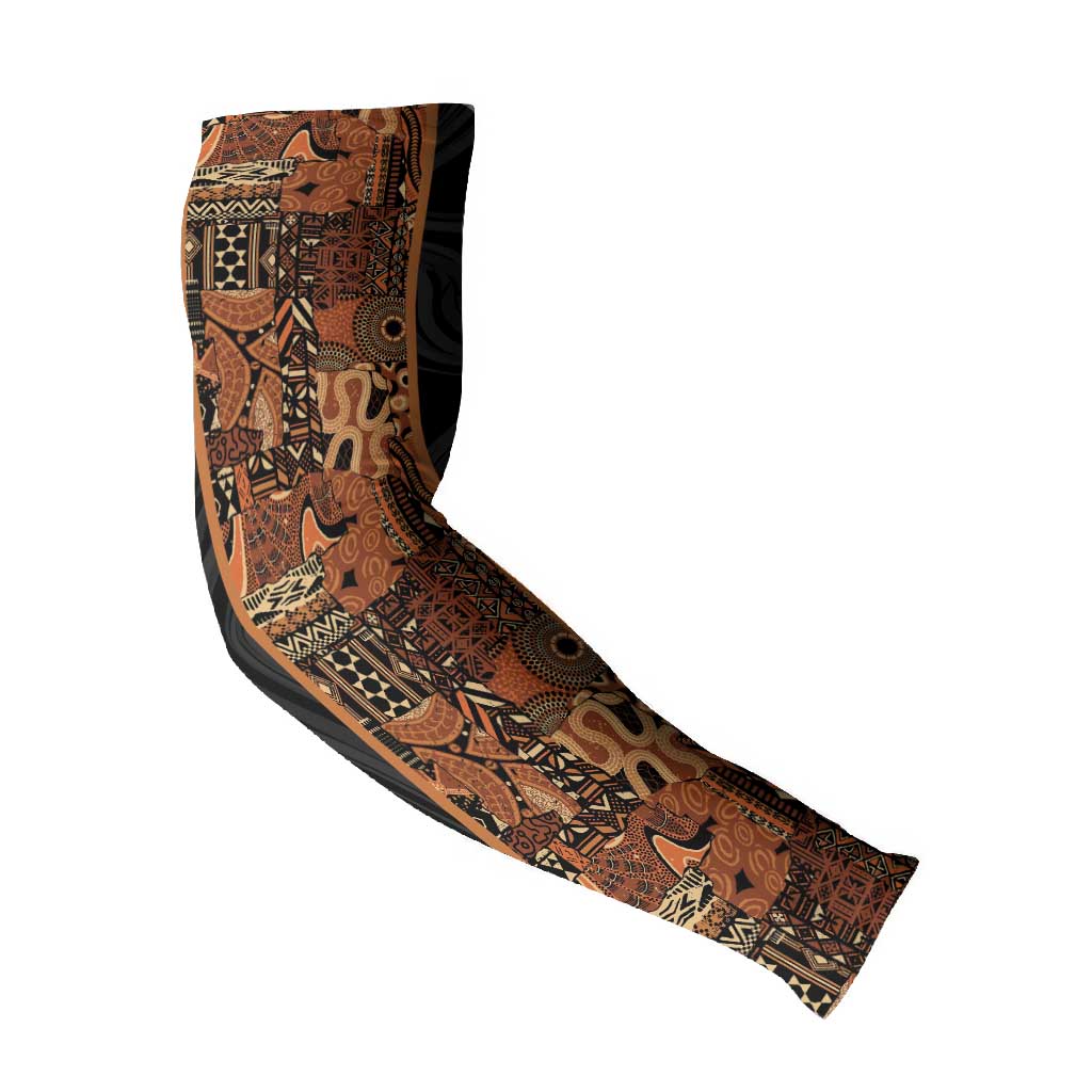 African Tribal Heritage Arm Sleeves Earth Tone Pattern