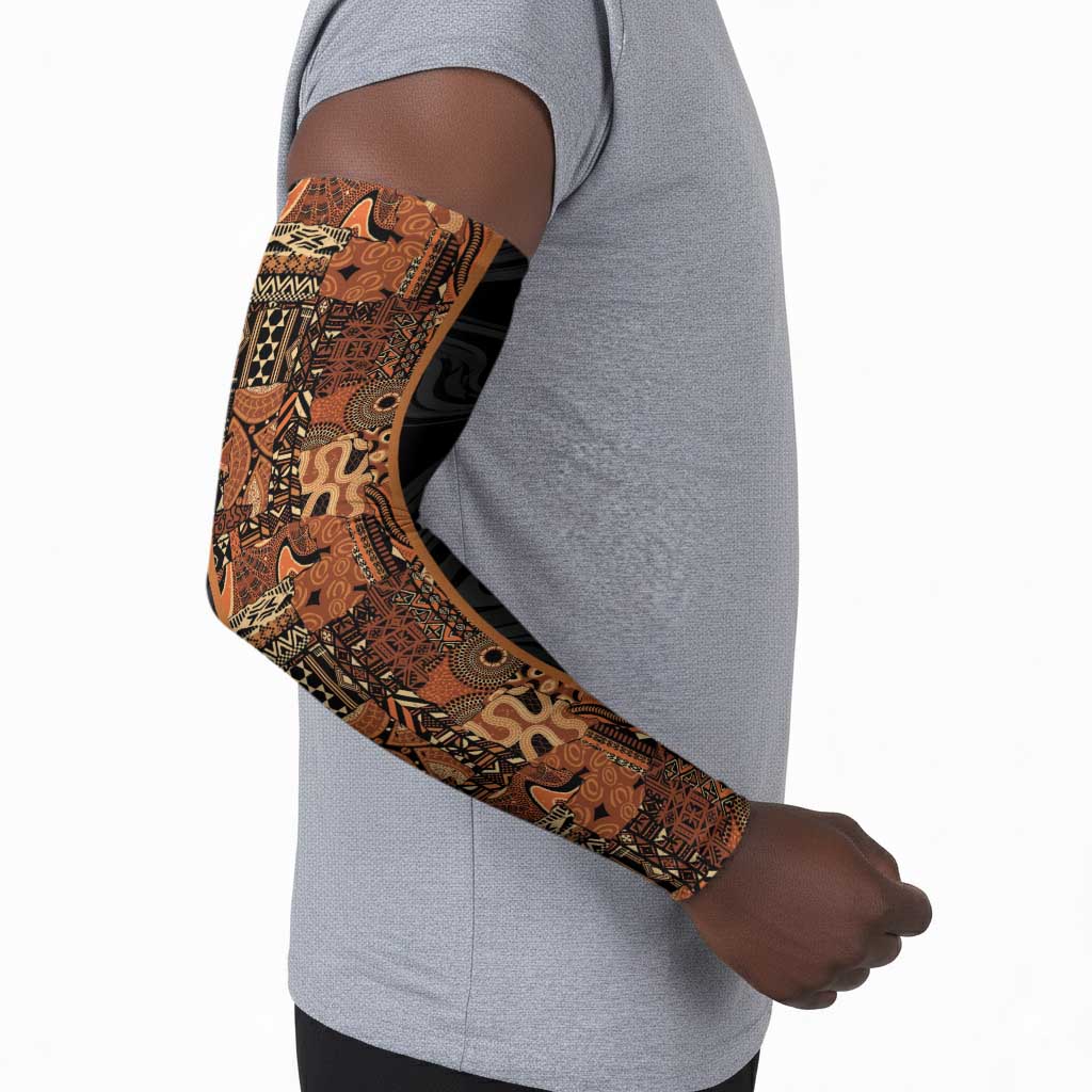 African Tribal Heritage Arm Sleeves Earth Tone Pattern
