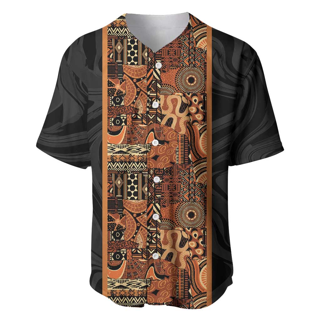 African Tribal Heritage Baseball Jersey Earth Tone Pattern
