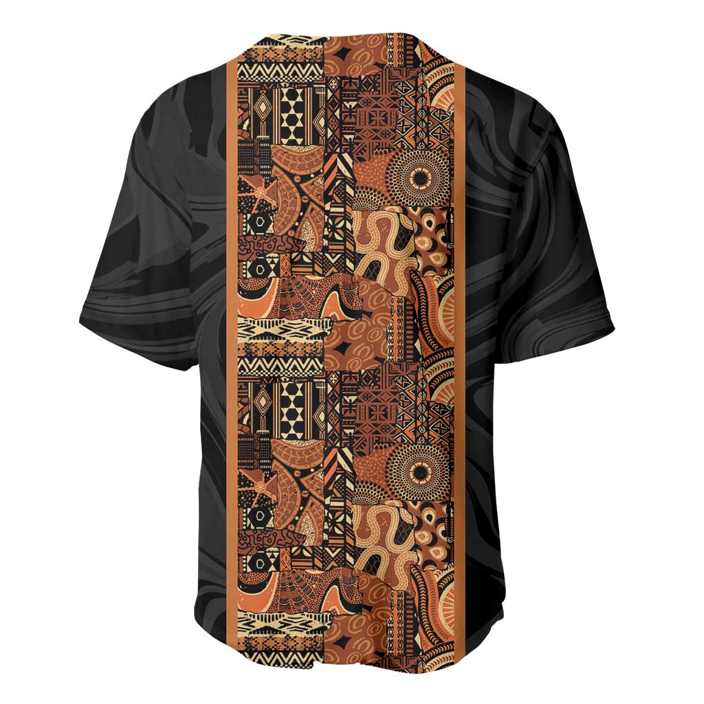African Tribal Heritage Baseball Jersey Earth Tone Pattern