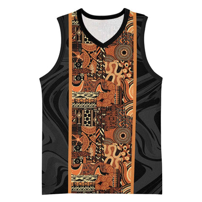 African Tribal Heritage Basketball Jersey Earth Tone Pattern