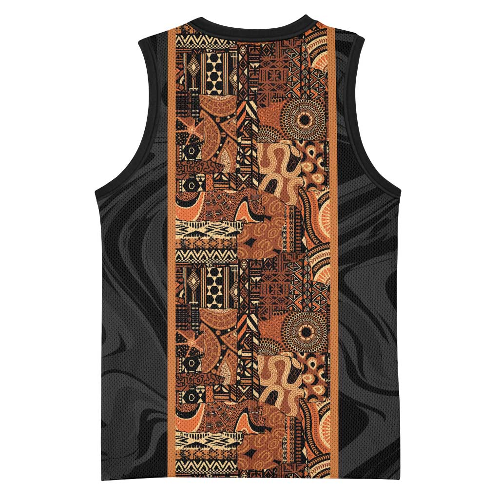 African Tribal Heritage Basketball Jersey Earth Tone Pattern