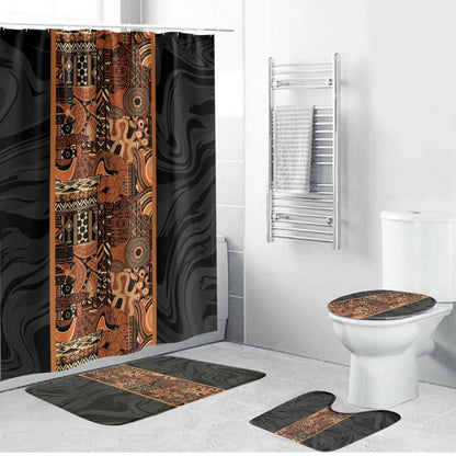 African Tribal Heritage Bathroom Set Earth Tone Pattern