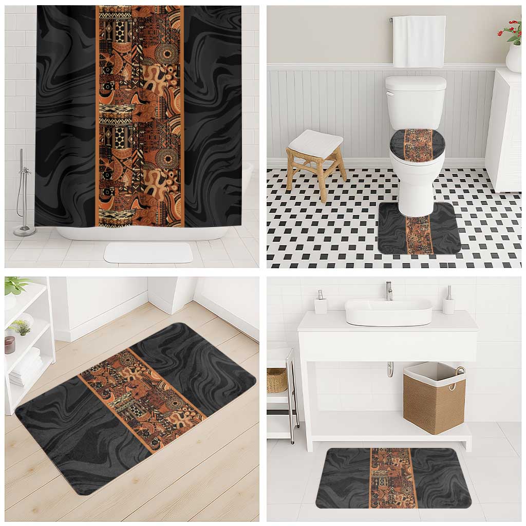 African Tribal Heritage Bathroom Set Earth Tone Pattern