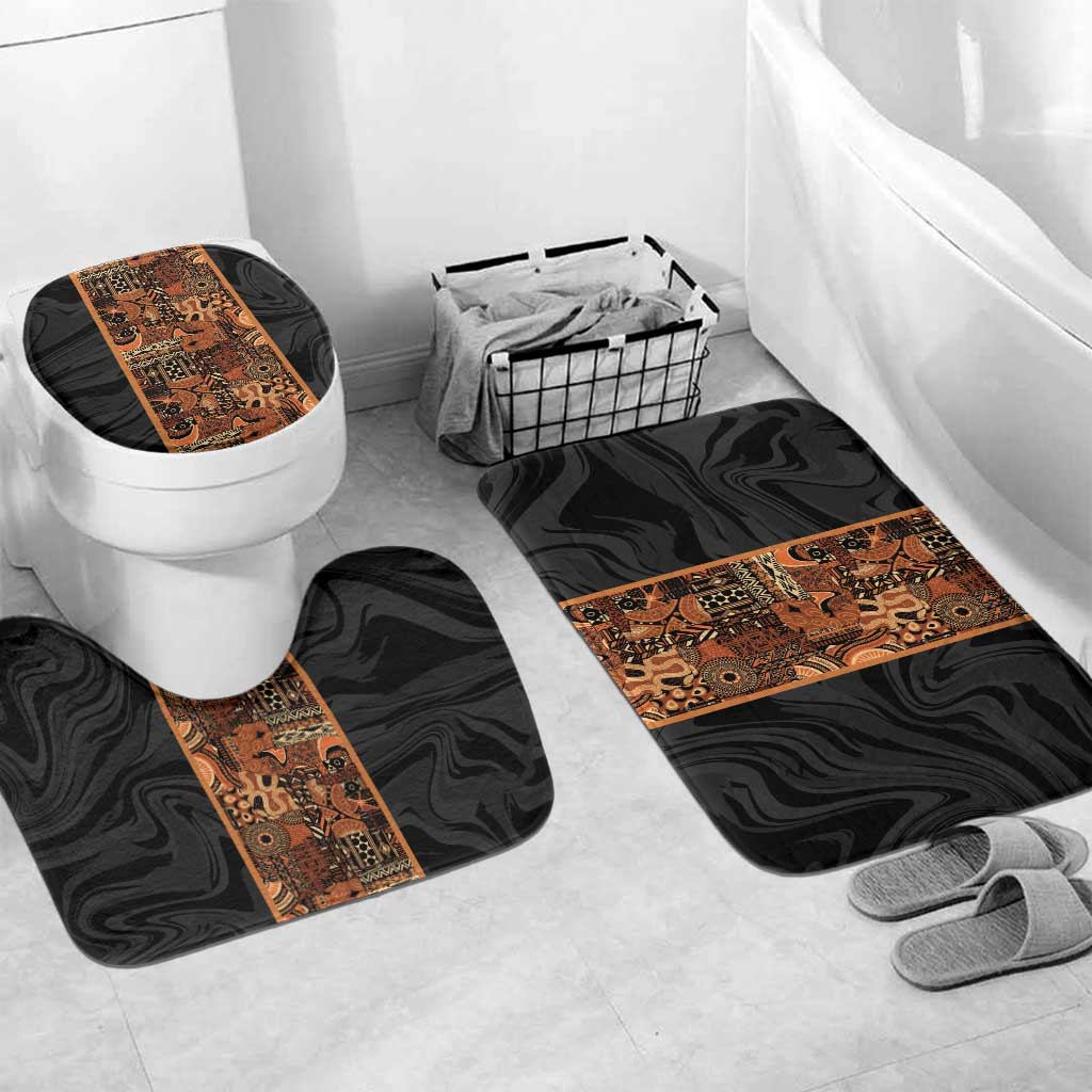African Tribal Heritage Bathroom Set Earth Tone Pattern