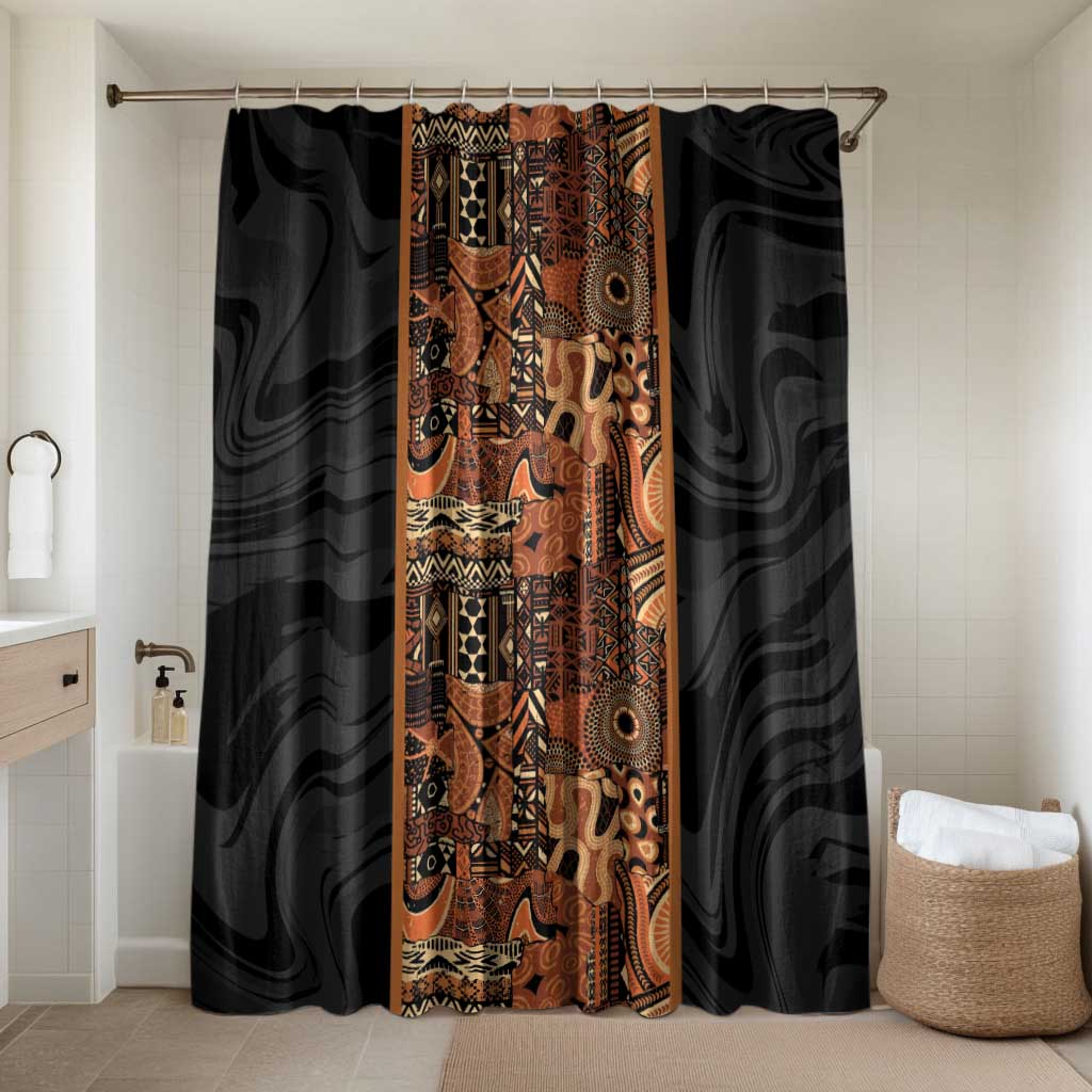 African Tribal Heritage Bathroom Set Earth Tone Pattern