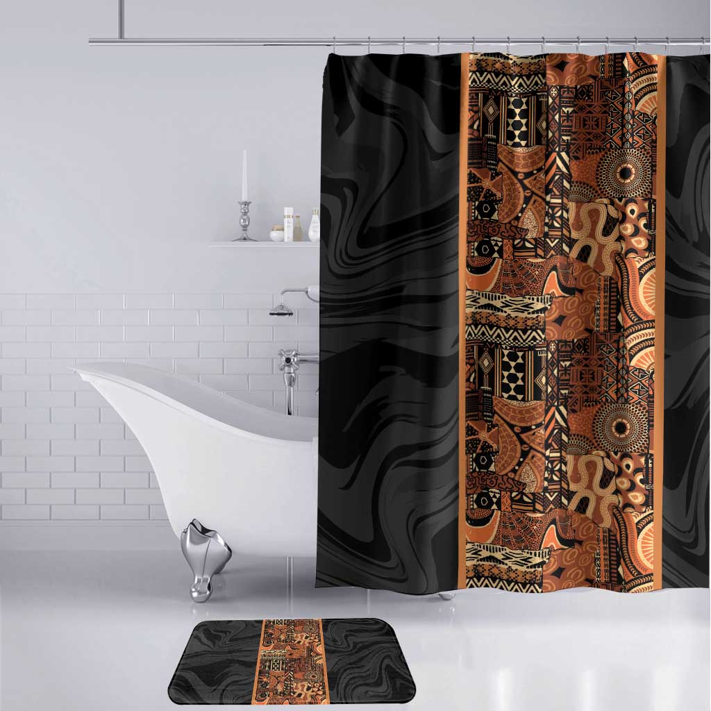 African Tribal Heritage Bathroom Set Earth Tone Pattern