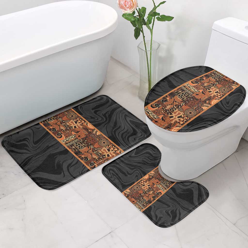 African Tribal Heritage Bathroom Set Earth Tone Pattern