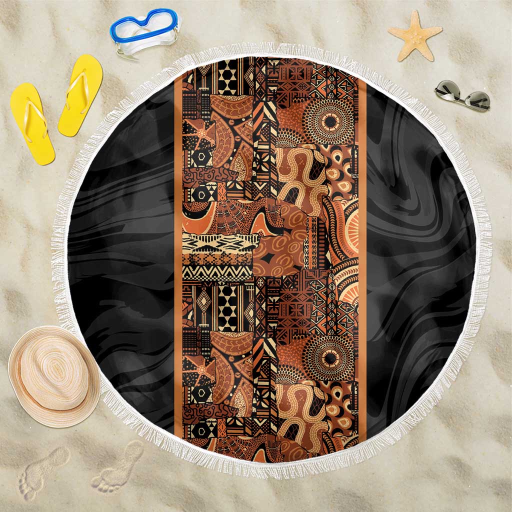 African Tribal Heritage Beach Blanket Earth Tone Pattern