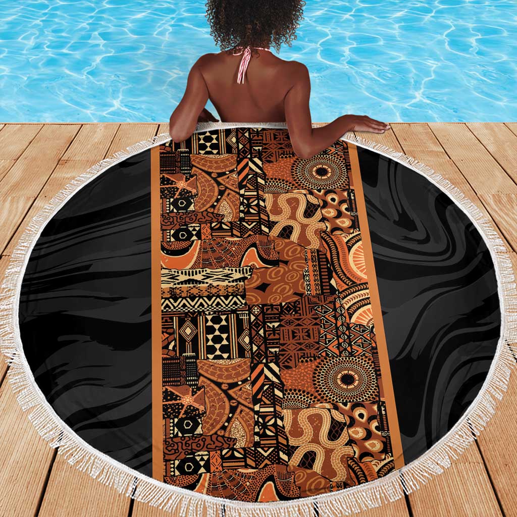 African Tribal Heritage Beach Blanket Earth Tone Pattern