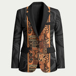 African Tribal Heritage Blazer Earth Tone Pattern