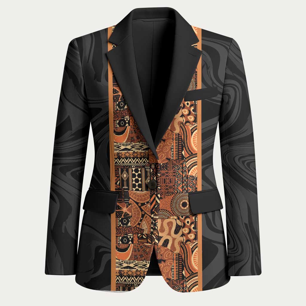 African Tribal Heritage Blazer Earth Tone Pattern