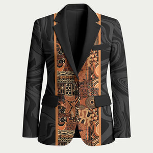 African Tribal Heritage Blazer Earth Tone Pattern
