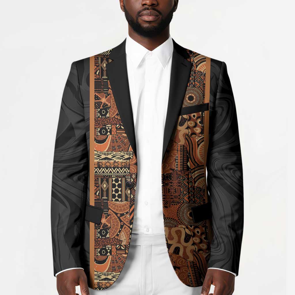 African Tribal Heritage Blazer Earth Tone Pattern