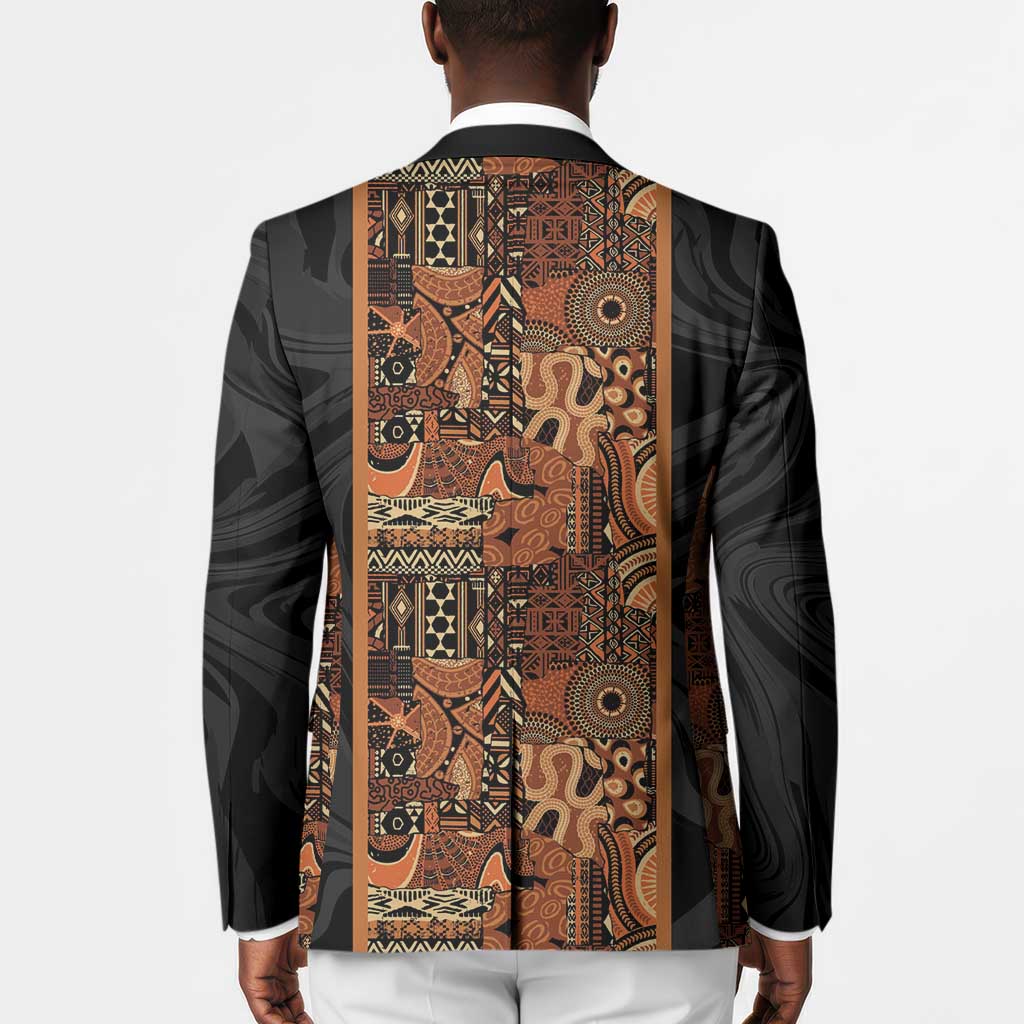 African Tribal Heritage Blazer Earth Tone Pattern