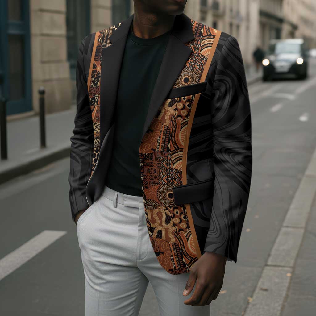 African Tribal Heritage Blazer Earth Tone Pattern