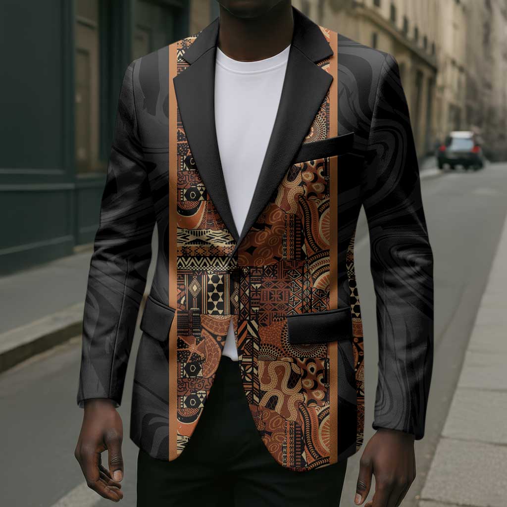 African Tribal Heritage Blazer Earth Tone Pattern