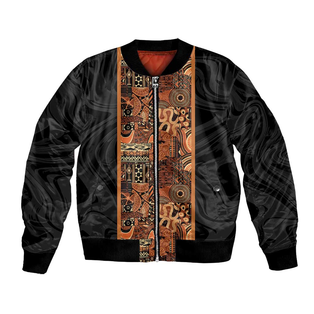 African Tribal Heritage Bomber Jacket Earth Tone Pattern