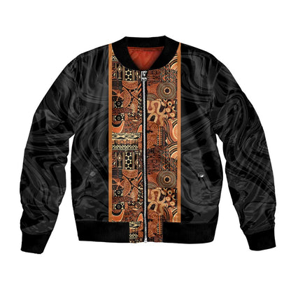 African Tribal Heritage Bomber Jacket Earth Tone Pattern