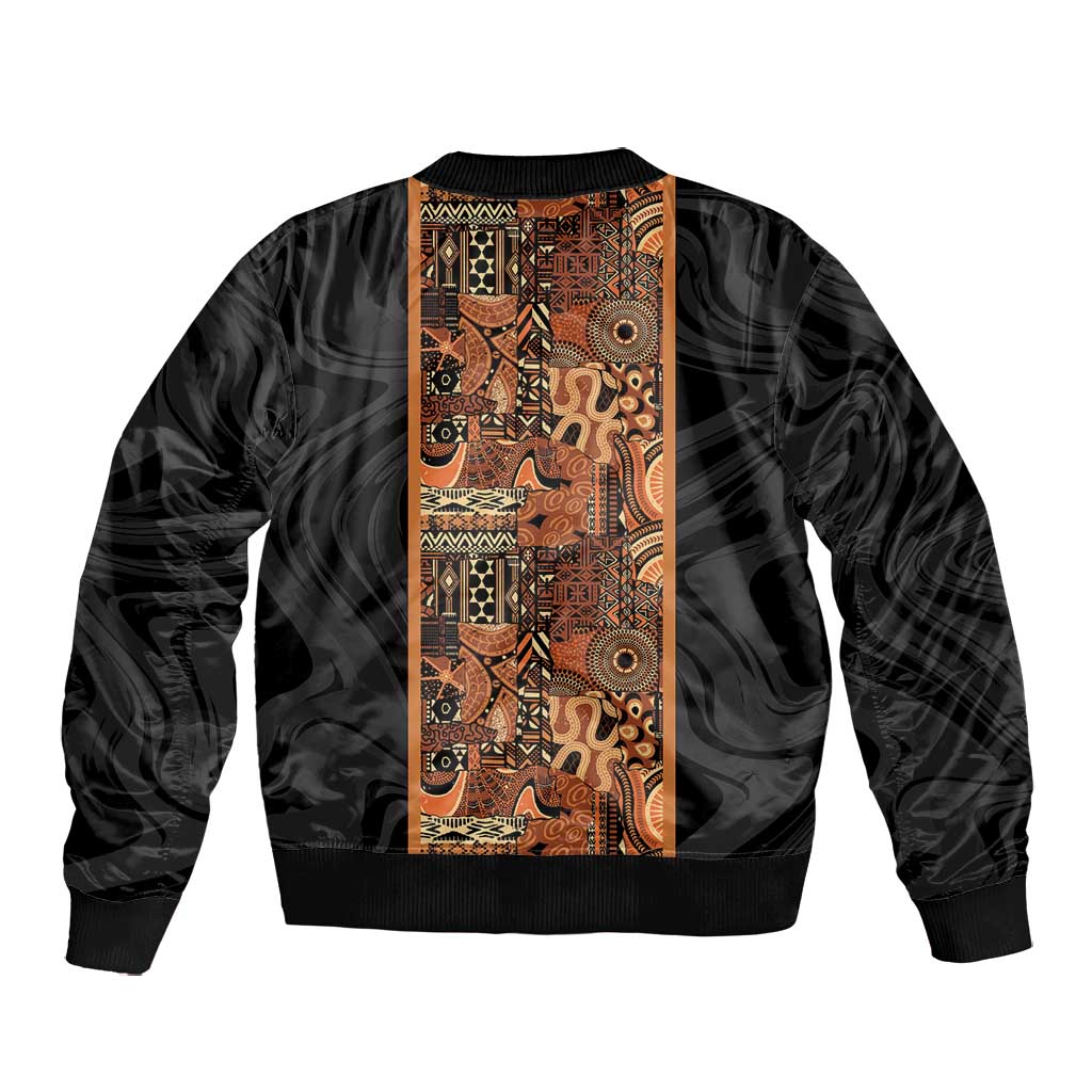 African Tribal Heritage Bomber Jacket Earth Tone Pattern