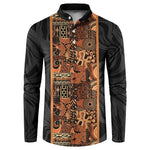 African Tribal Heritage Button Sweatshirt Earth Tone Pattern