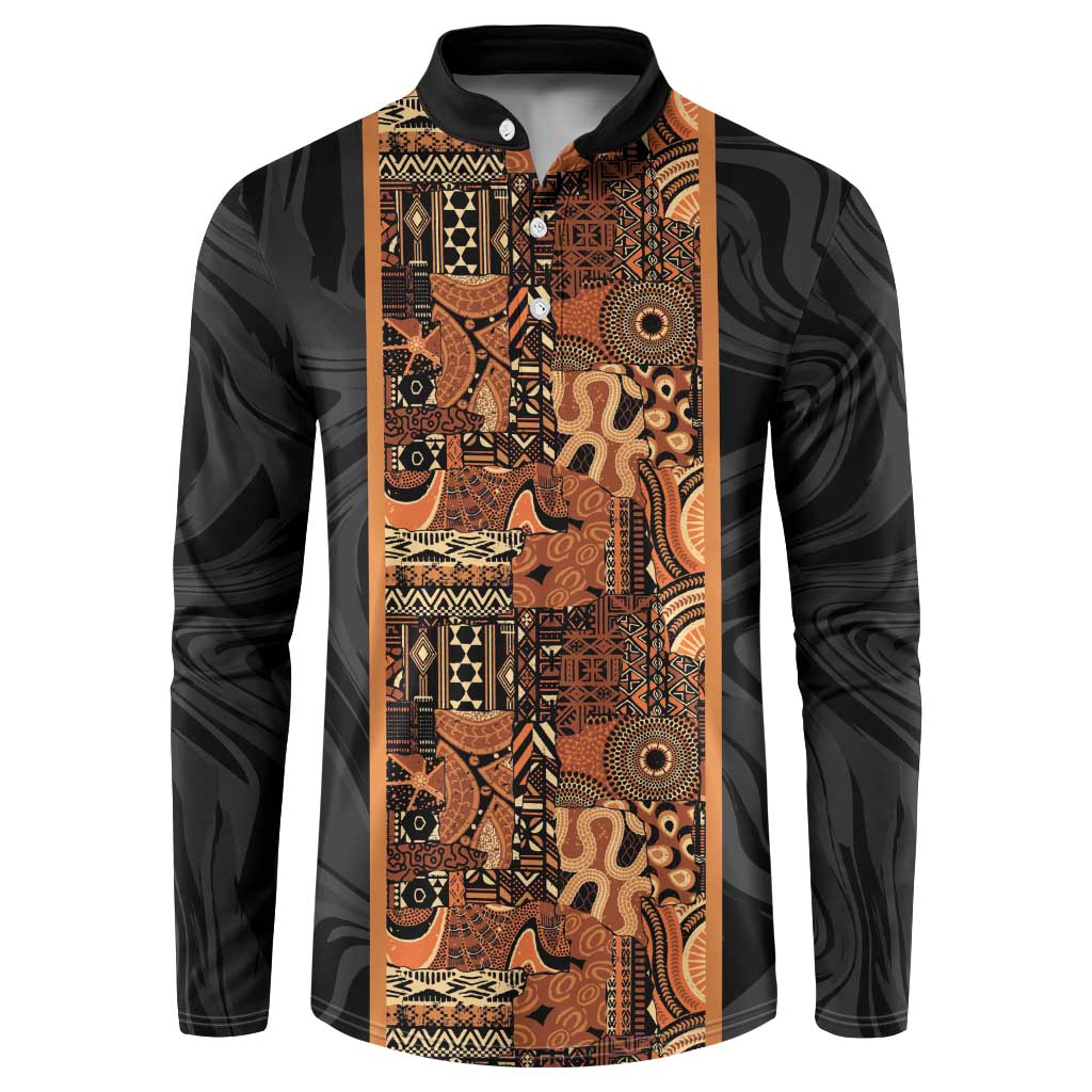 African Tribal Heritage Button Sweatshirt Earth Tone Pattern