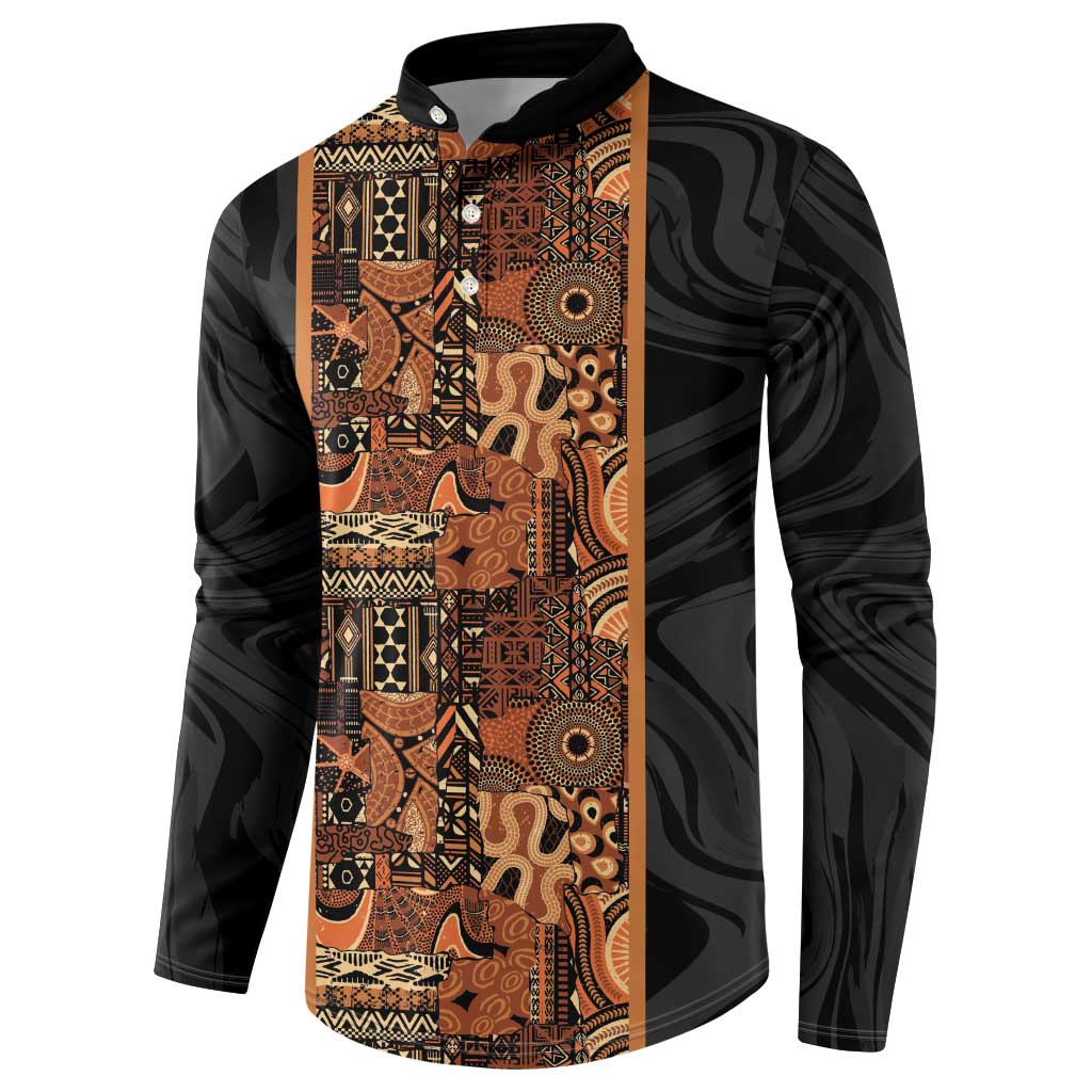African Tribal Heritage Button Sweatshirt Earth Tone Pattern