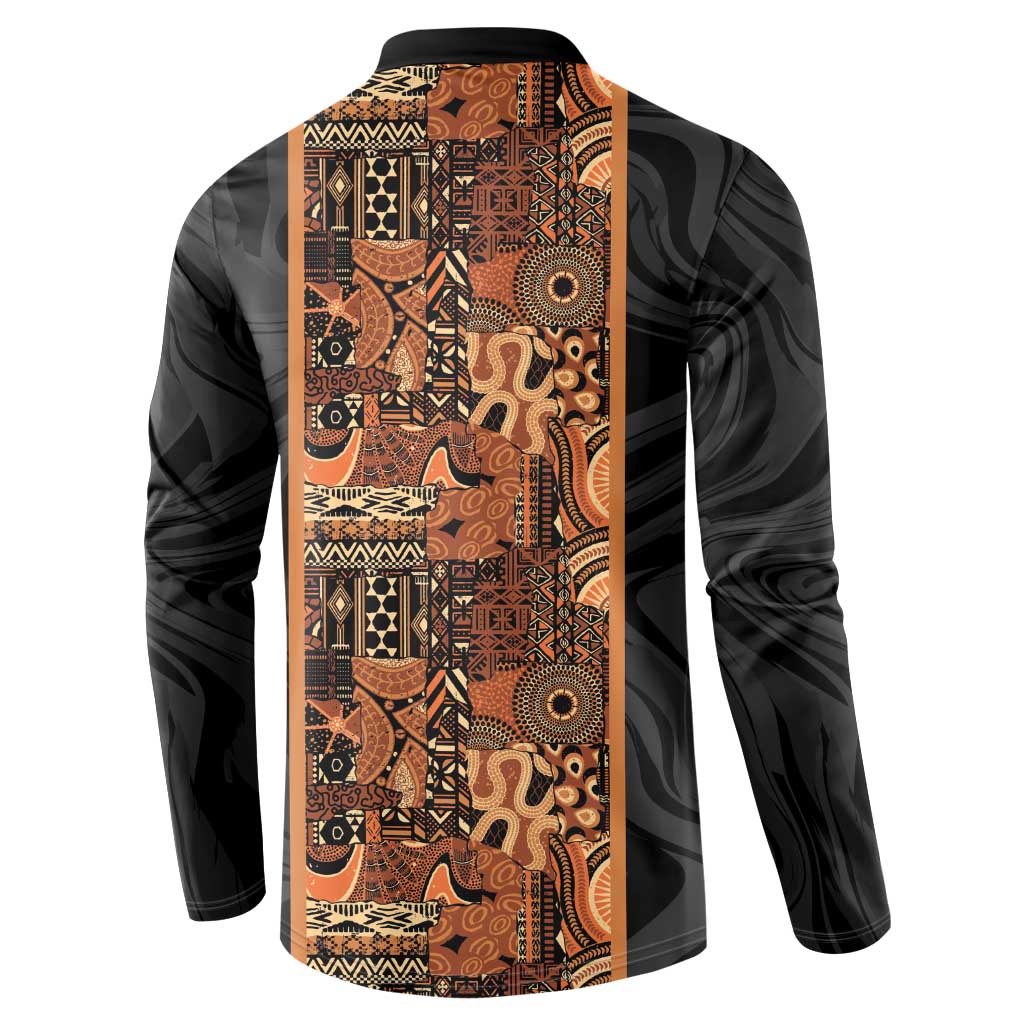 African Tribal Heritage Button Sweatshirt Earth Tone Pattern