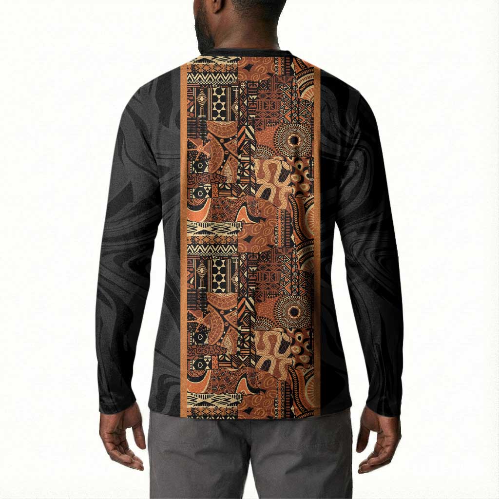African Tribal Heritage Button Sweatshirt Earth Tone Pattern