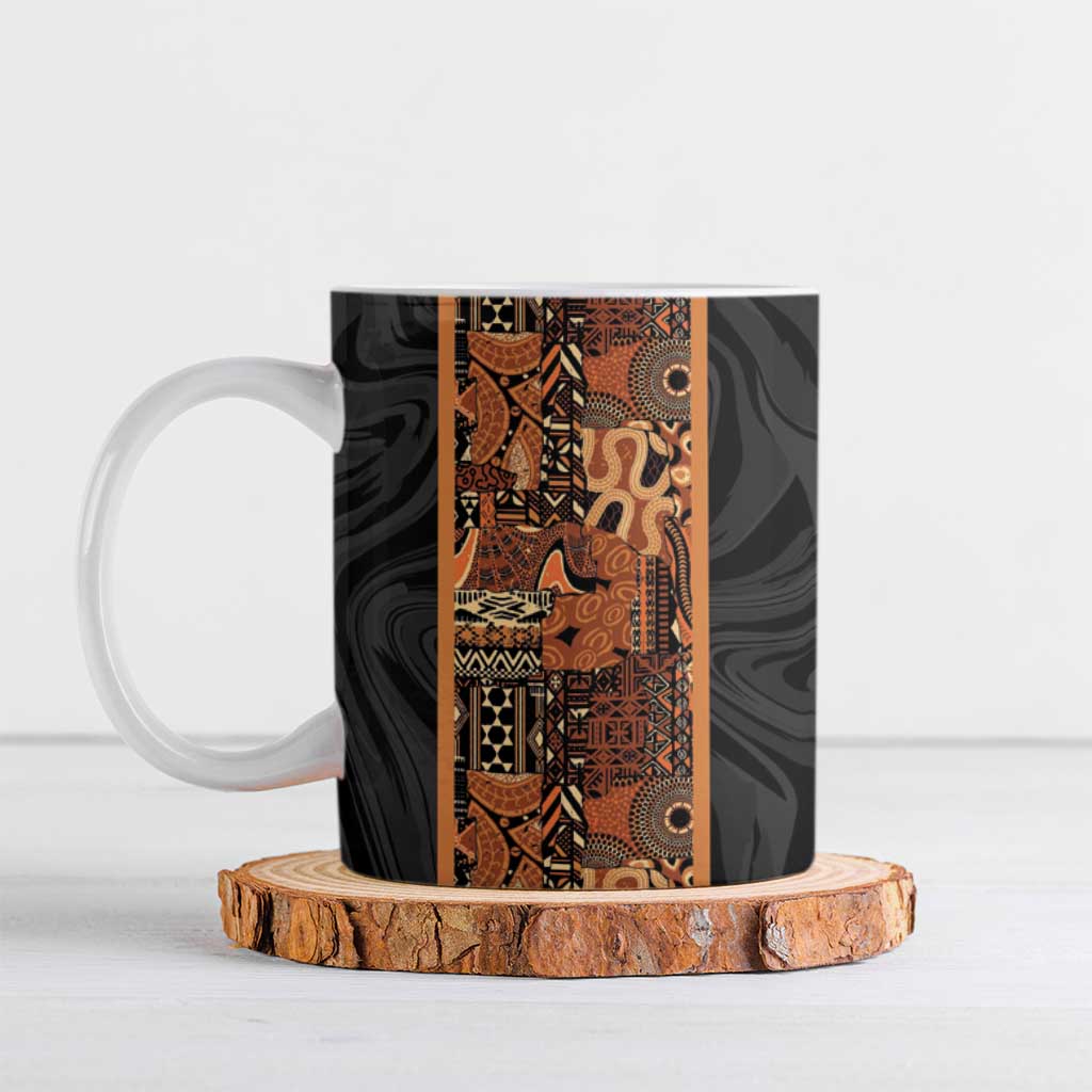 African Tribal Heritage Ceramic Mug Earth Tone Pattern