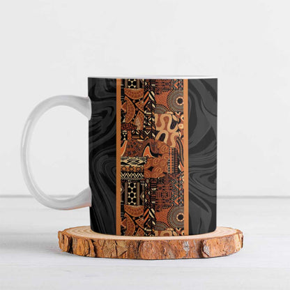 African Tribal Heritage Ceramic Mug Earth Tone Pattern