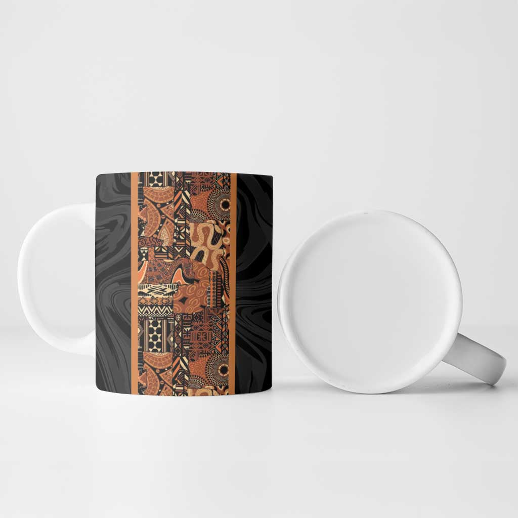 African Tribal Heritage Ceramic Mug Earth Tone Pattern