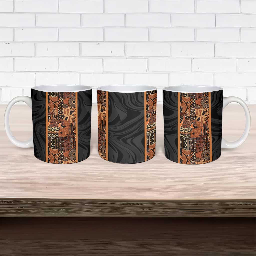 African Tribal Heritage Ceramic Mug Earth Tone Pattern