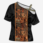 African Tribal Heritage Cross Shoulder Shirt Earth Tone Pattern