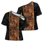 African Tribal Heritage Cross Shoulder Shirt Earth Tone Pattern