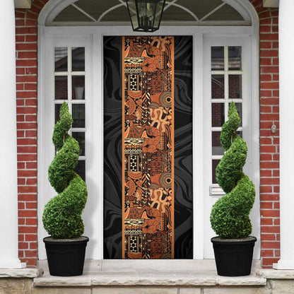 African Tribal Heritage Door Cover Earth Tone Pattern