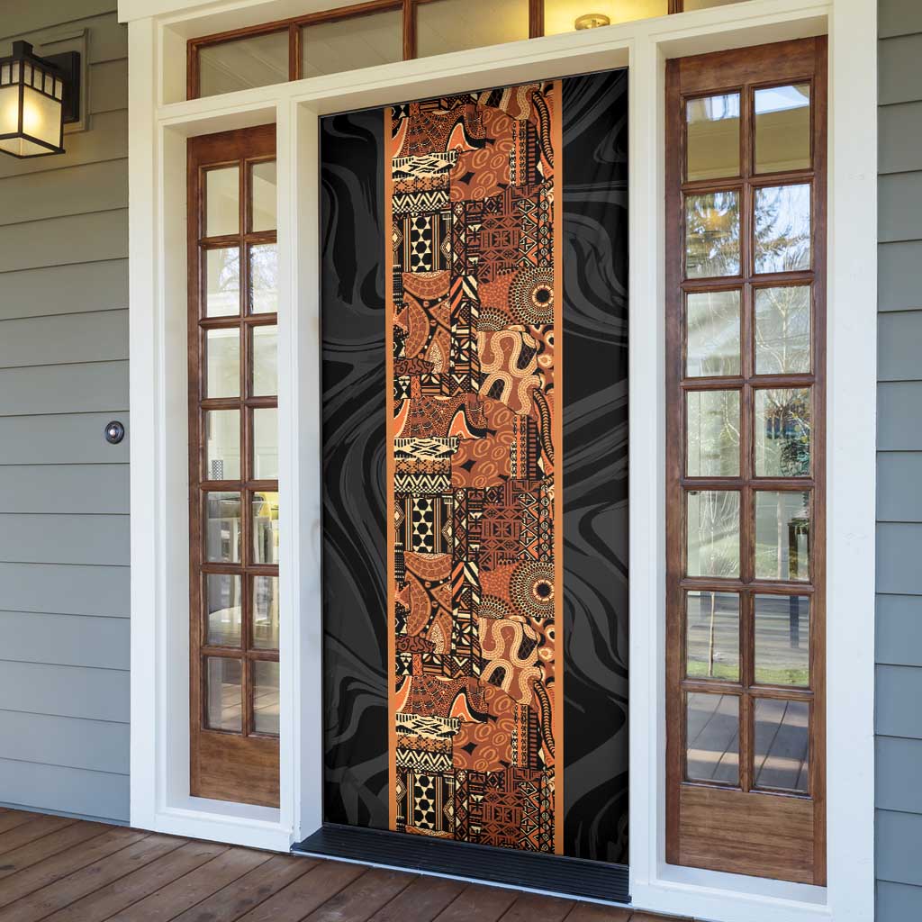 African Tribal Heritage Door Cover Earth Tone Pattern