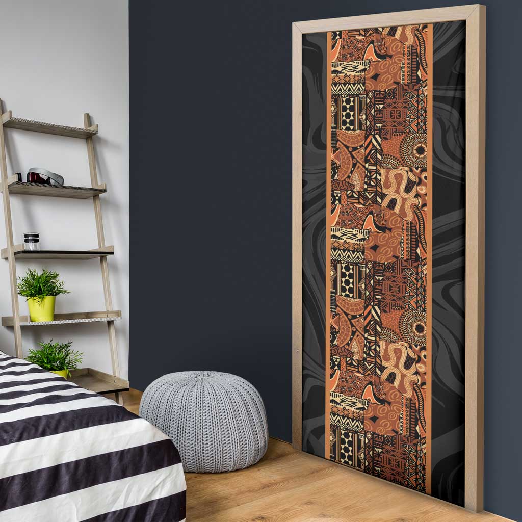 African Tribal Heritage Door Cover Earth Tone Pattern
