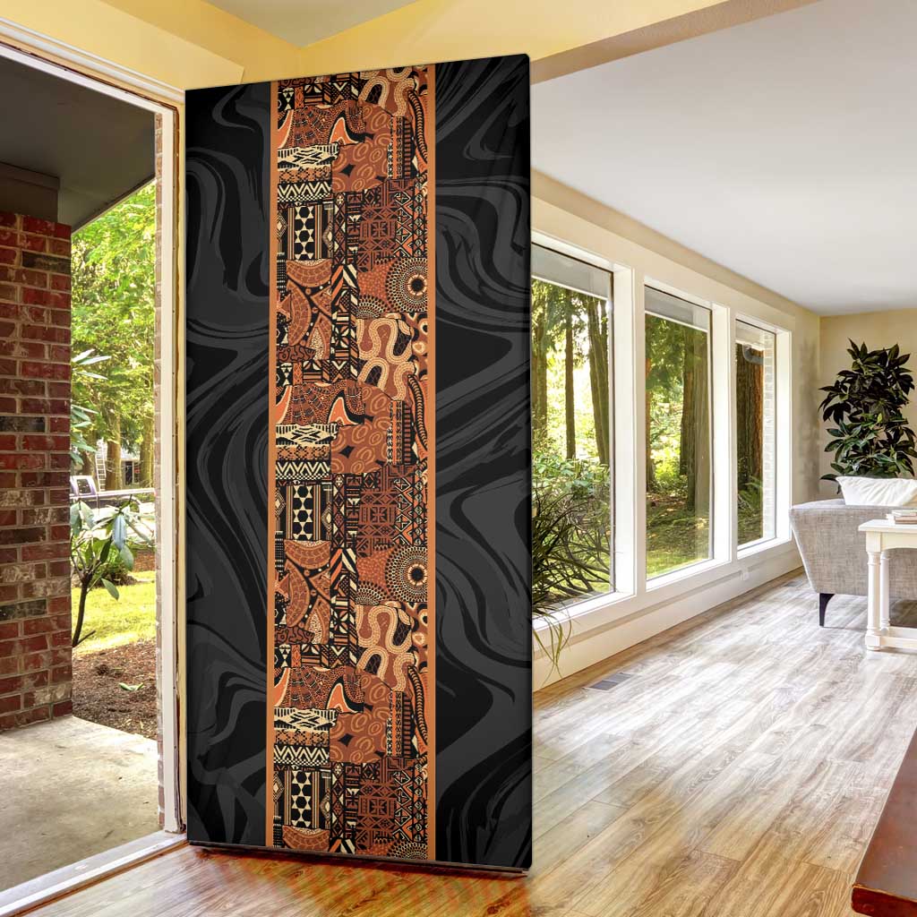 African Tribal Heritage Door Cover Earth Tone Pattern