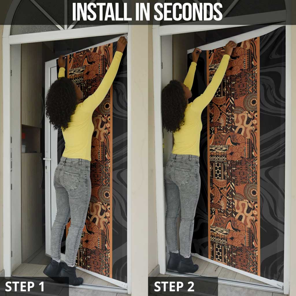 African Tribal Heritage Door Cover Earth Tone Pattern