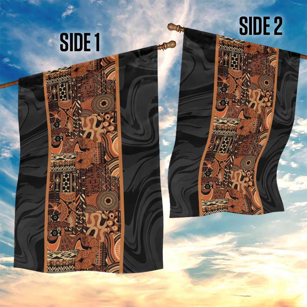 African Tribal Heritage Garden Flag Earth Tone Pattern