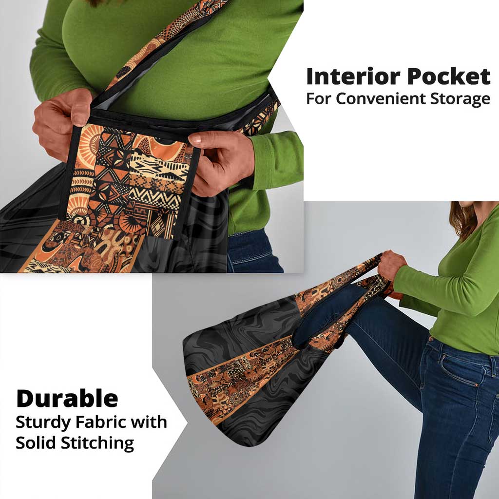 African Tribal Heritage Grocery Bag Earth Tone Pattern