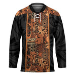 African Tribal Heritage Hockey Jersey Earth Tone Pattern