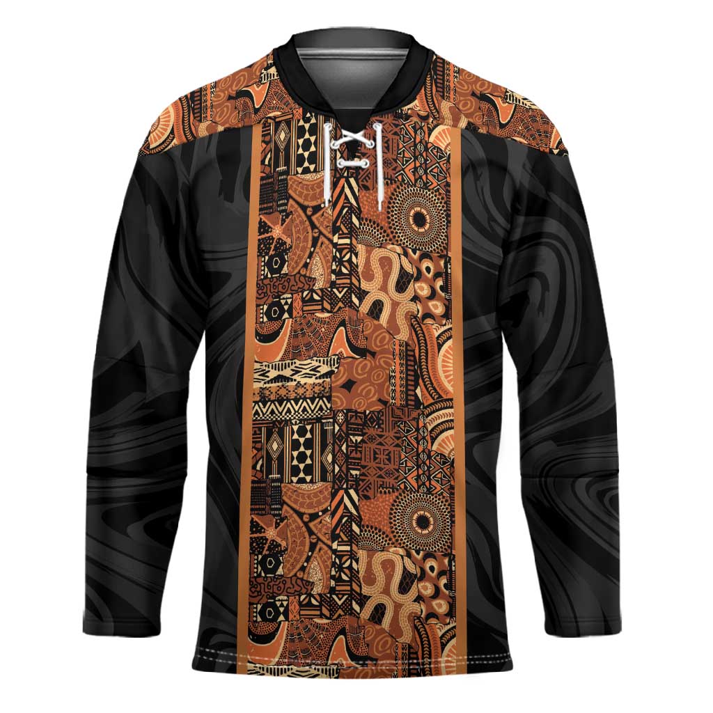 African Tribal Heritage Hockey Jersey Earth Tone Pattern