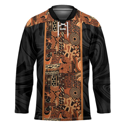 African Tribal Heritage Hockey Jersey Earth Tone Pattern