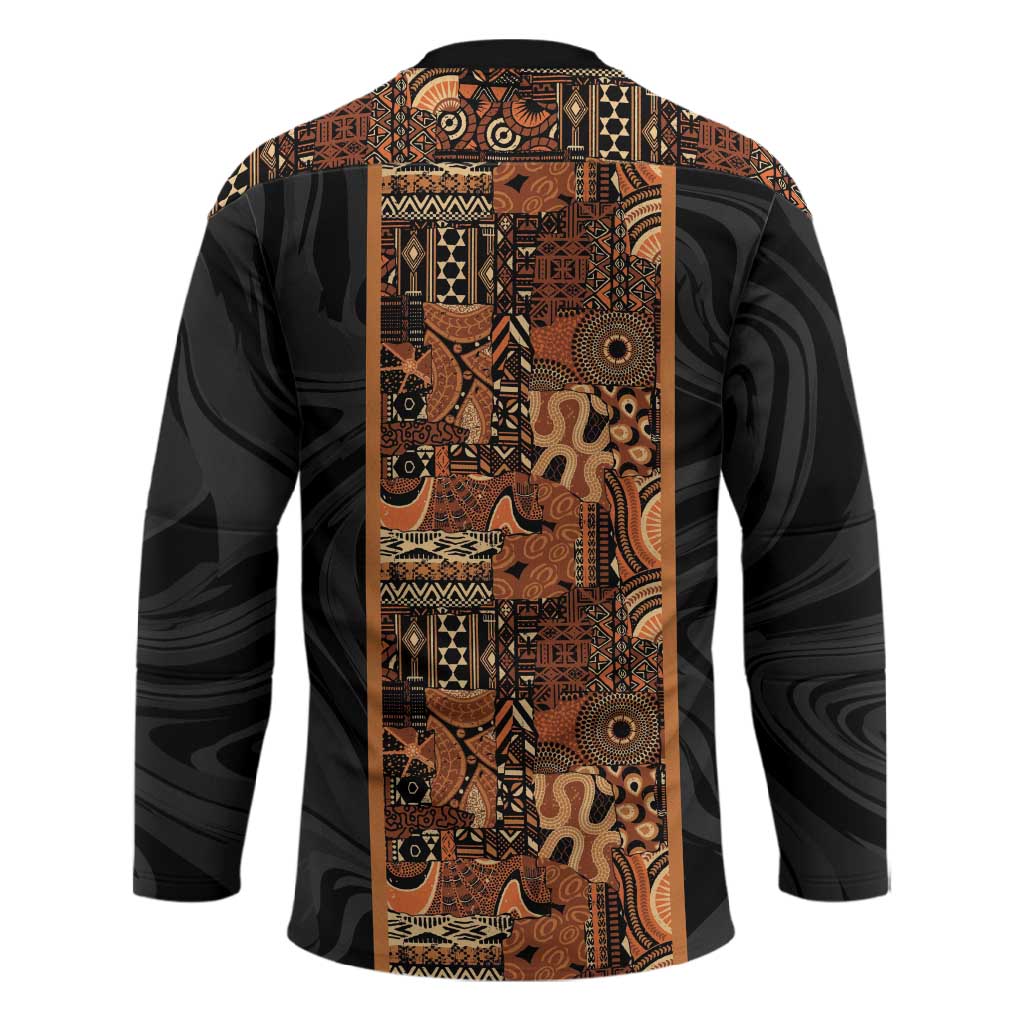 African Tribal Heritage Hockey Jersey Earth Tone Pattern