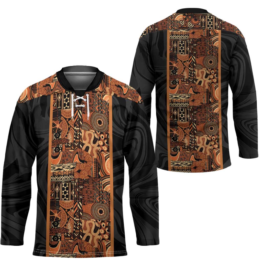 African Tribal Heritage Hockey Jersey Earth Tone Pattern