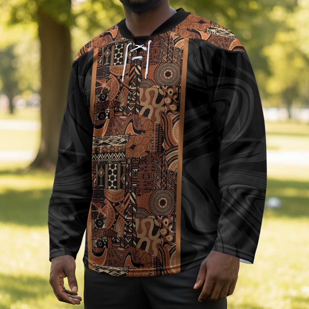 African Tribal Heritage Hockey Jersey Earth Tone Pattern