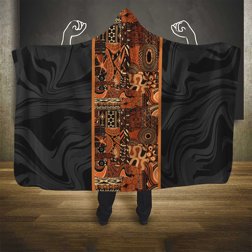 African Tribal Heritage Hooded Blanket Earth Tone Pattern